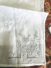Vintage White Wedding Handkerchief Embroidered Bridal Hankie 12x12 Madeira
