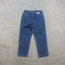 Euro Classic Women's Jeans Size 2 Dark Blue Wash Cropped Pull On Stretch Studs