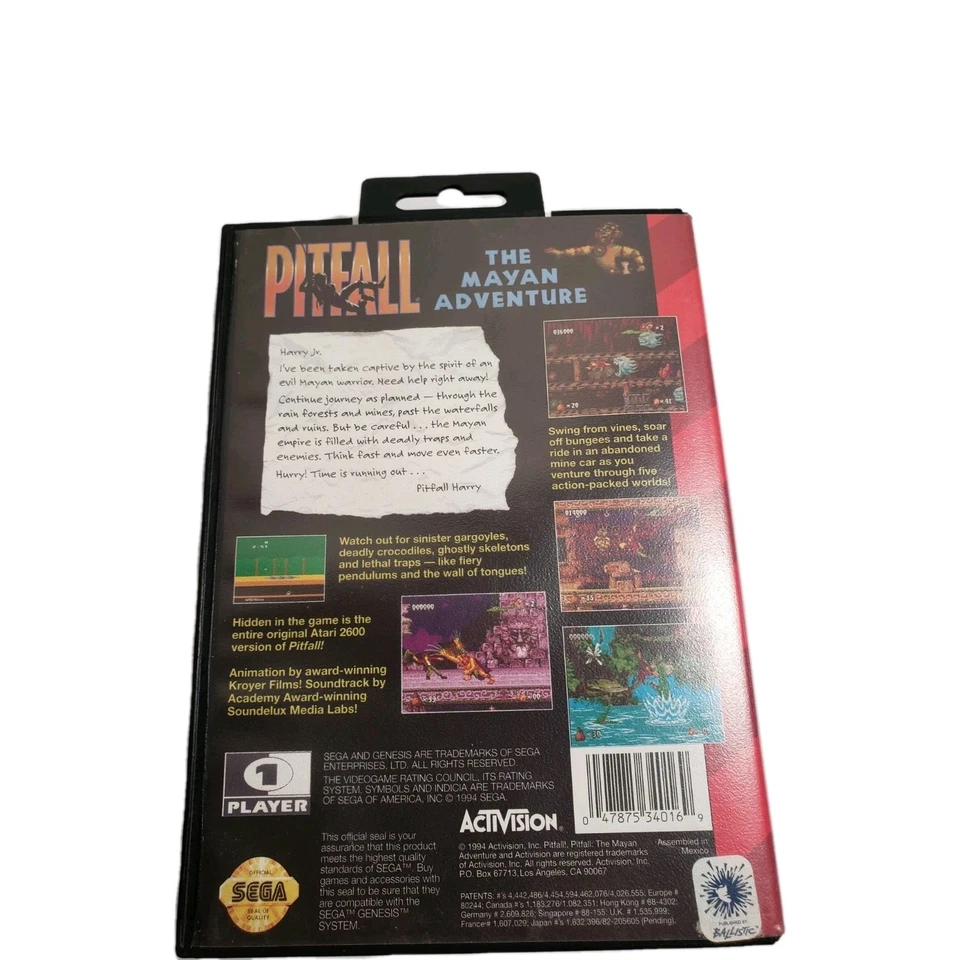Sega Genesis Pitfall The Mayan Adventure Activision - Image 4 of 4
