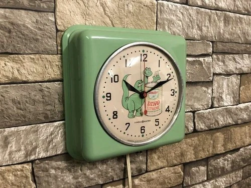 VTG 60s GE SINCLAIR DINO SUPREME OIL-OLD GAS STATION ADVERTISING WALL CLOCK SIGN