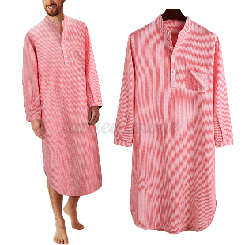 Men Long Sleeve TShirt Pajamas Loose Comfy Sleepwear Nightshirt Maxi