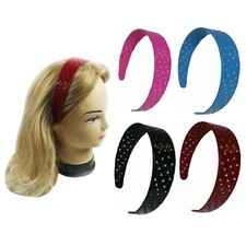 6 pcs Assorted Colors Hairband Stars/Heart Plastic Headband for Women 1.4" Wide