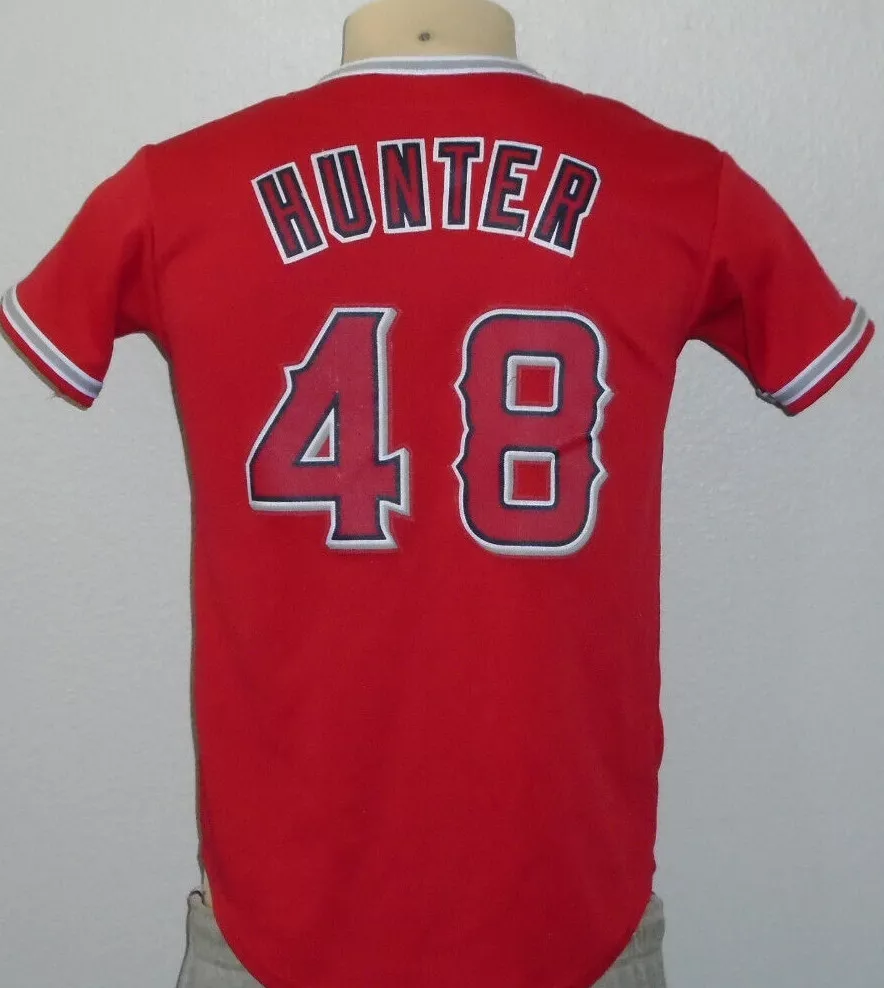 Torii Hunter 48 Los Angeles Angels Majestic Stitched Red MLB Jersey Youth Large