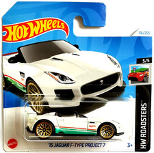 '15 Jaguar F-Type Project 7 blanc Hot Wheels 1/64 3 inches