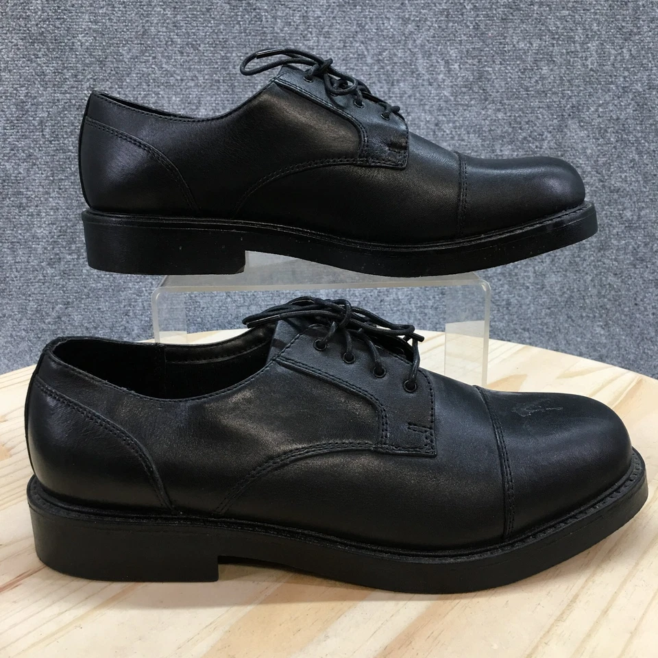 Туфли мужские Thom McAn Dress Shoes 10 Karlov Oxford черные кожаные круглые на шнуровке кубинские - Изображение 2 из 4