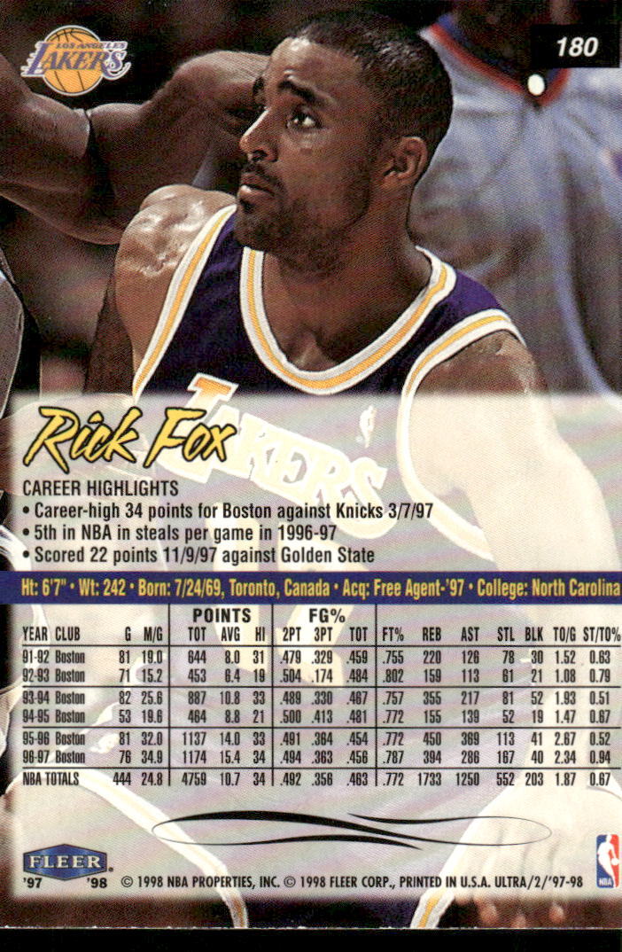 1997-98 Ultra #180 Rick Fox | eBay