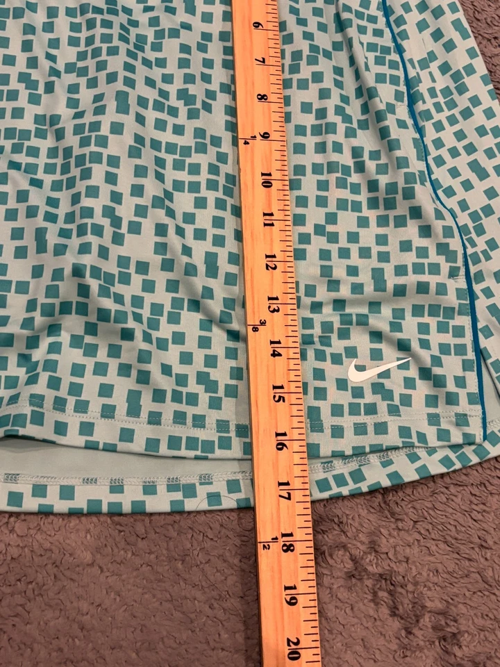 Nike Skort Womens Small Dri-FIT UV 17" Grid Print Golf Aqua Blue Green Pockets - Image 4 of 4