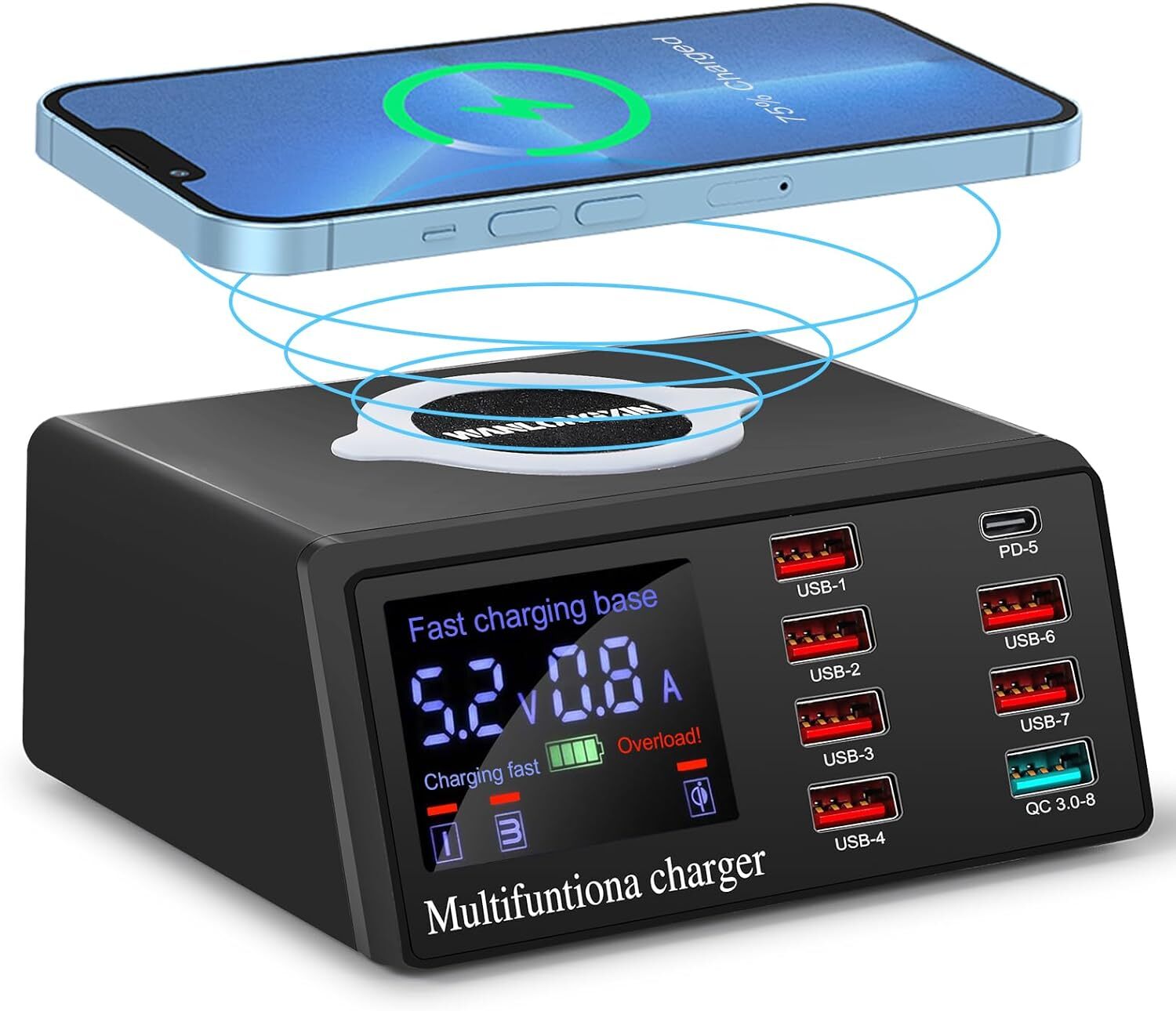 Charging Station, 100W8Port Usb Charging Station, Multiple Usb Charger Statio...-image