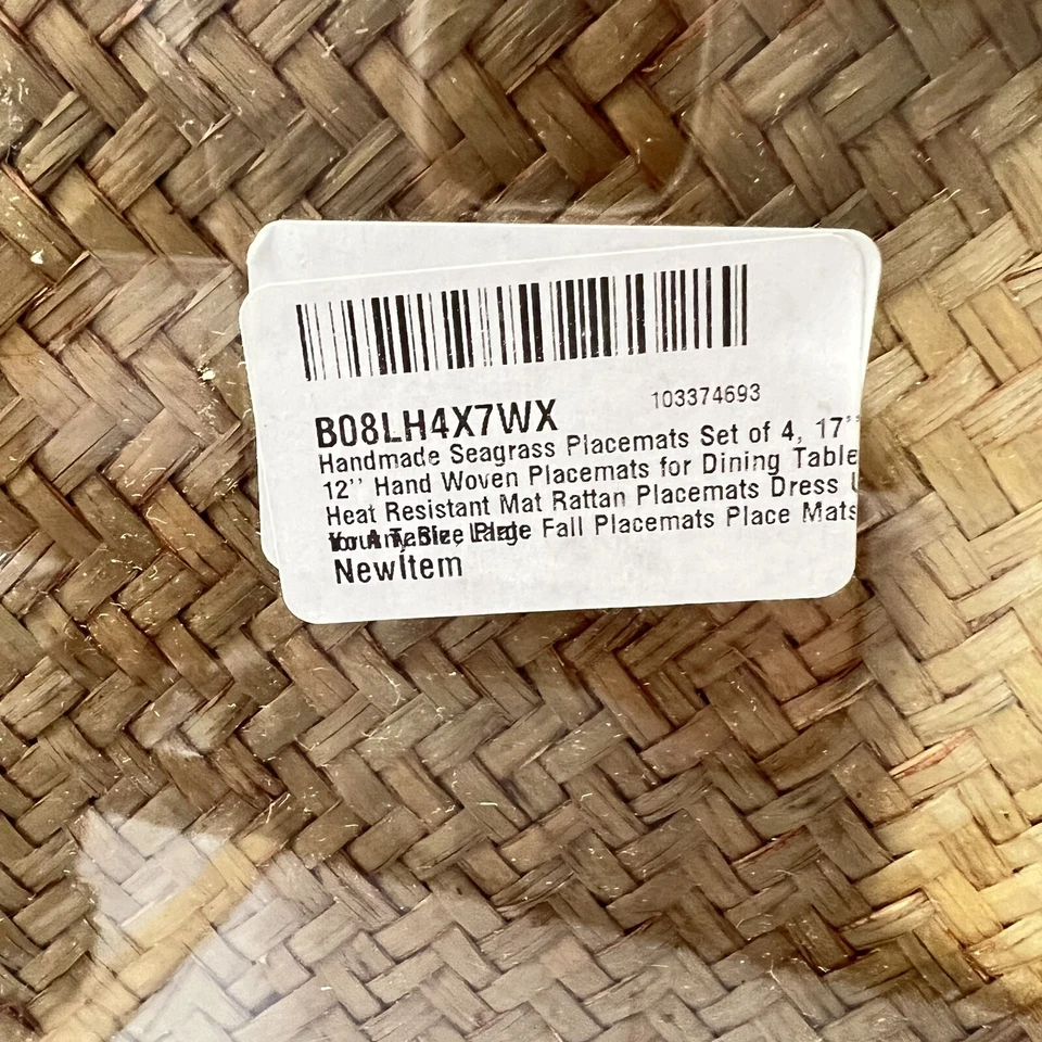 Handmade Seagrass Placemats Handwoven Mats Set of 4 - 17" x 12" - Image 4 of 4