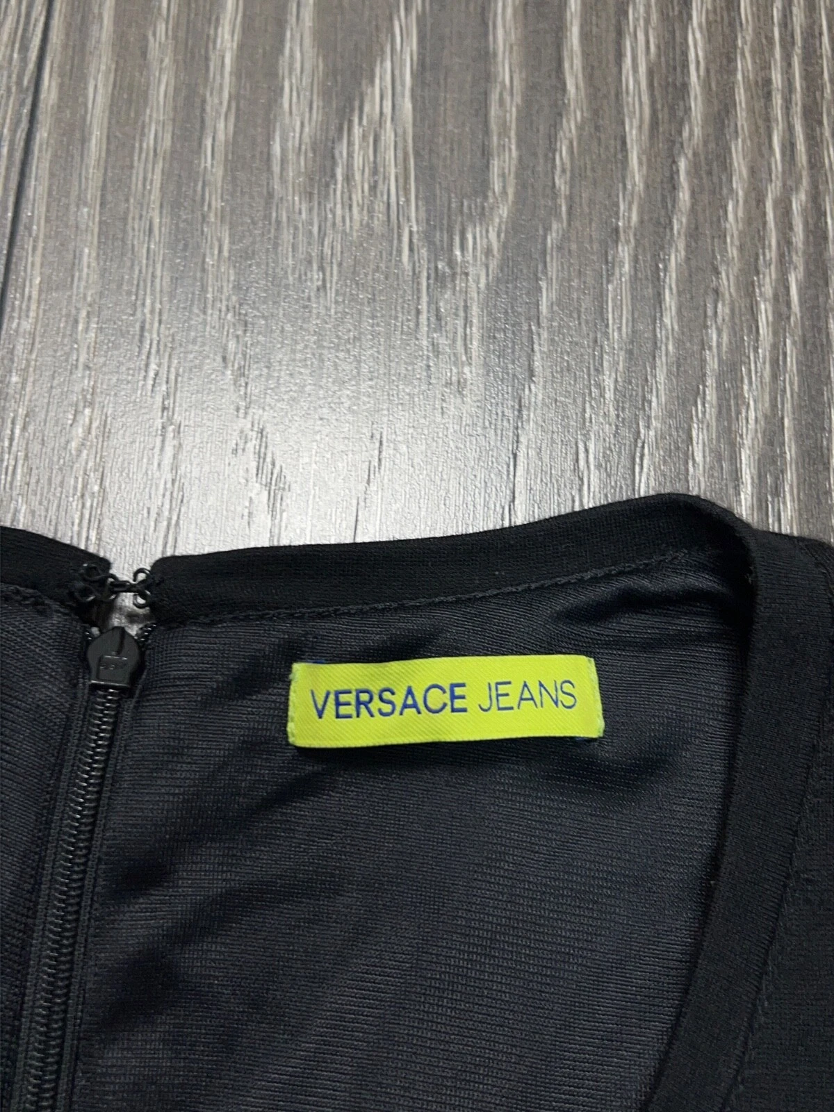 Abito donna Versace Jeans nero manica corta lunghezza ginocchio taglia IT 44 US 8