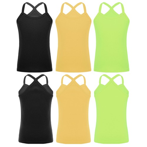 Kids Girls Vest Gymnastics 3Pcs/Set Weekend Y-Back Camisole Running Tops Beach - Picture 37 of 102