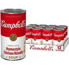 Campbell's Homestyle Chicken Noodle Soup 22.2 oz Pack of 12 Cans Comfort Food