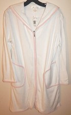 DIAMOND TEA CANADA 37" ROBE WHITE/PINK TERRY sz S NEW 170 AUTHENTIC