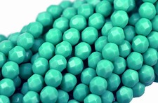 50 GREEN TURQUOISE FACETED ROUND CZECH GLASS BEADS 6MM