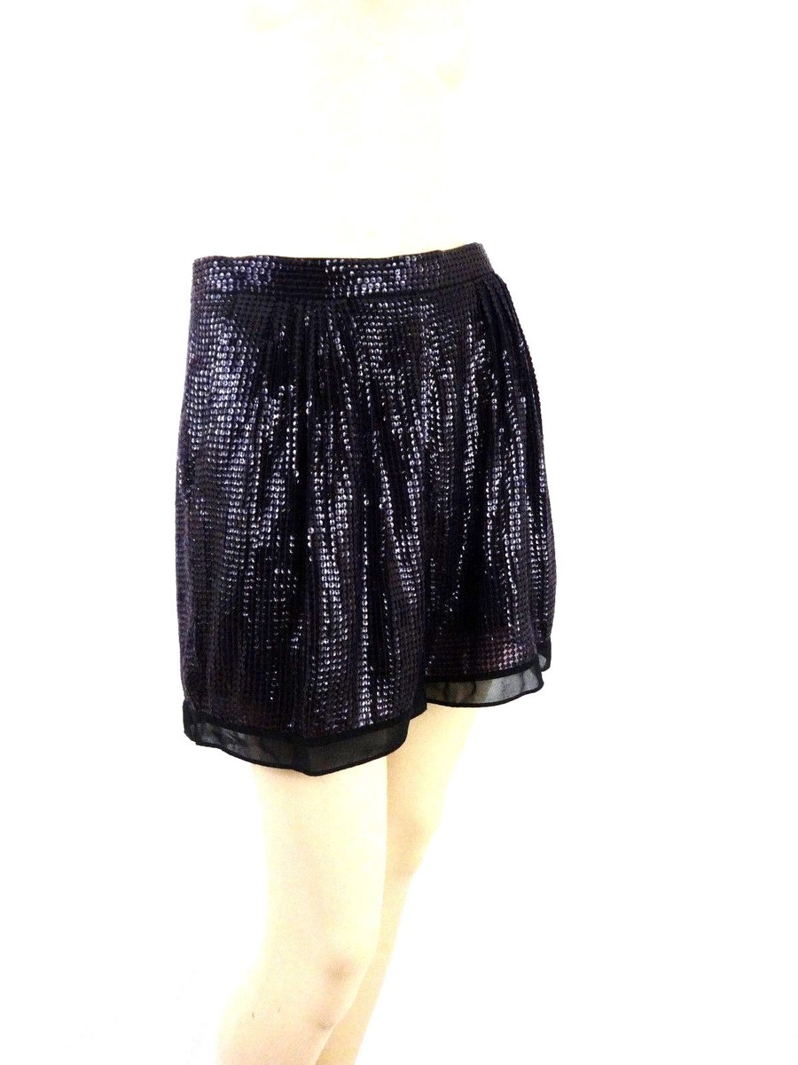Short Habillé Diane Von Furstenberg En Soie Violet Prune à Paillettes - Taille 0 - Neuf Avec étiquettes
