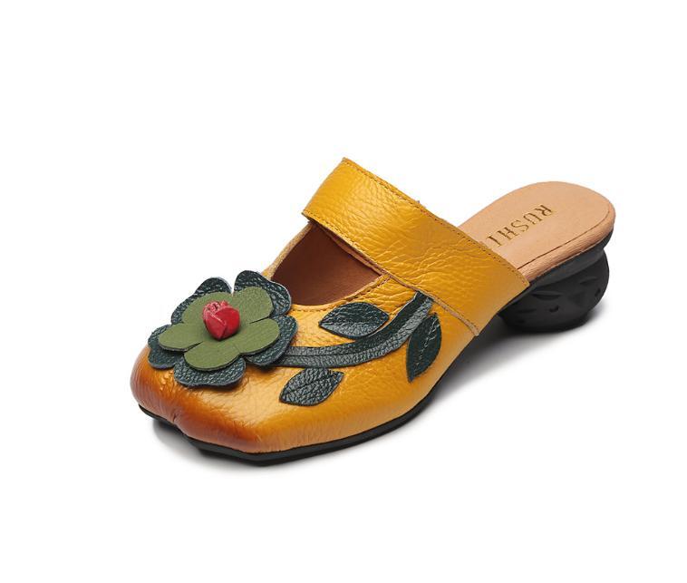 PANTOFOLA D’ORO Scarpe donna stile etnico fiori mamma mezze ciabatte 3 5 cm tacco basso retrò nuove