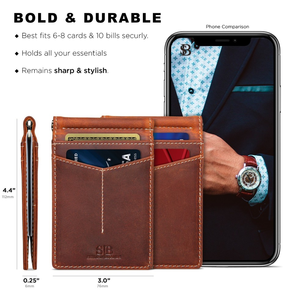 PORTAFOGLI CLIP DENARO Da Uomo Tasca Anteriore Casual Da Uomo EUR 20,67 - Foto 8