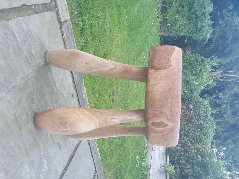 Solid oak stool, rustic handmade sustainably sourced, brand new, aesthetic, 47cm - Image 2 of 4