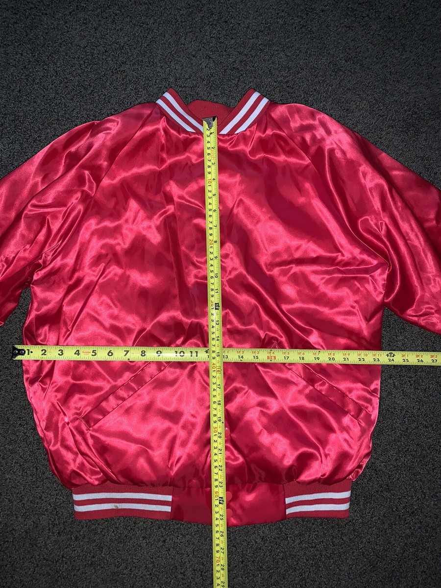 Vtg Cardinal Varsity Jacket 80s 90s Bomber Satin USA Made Red