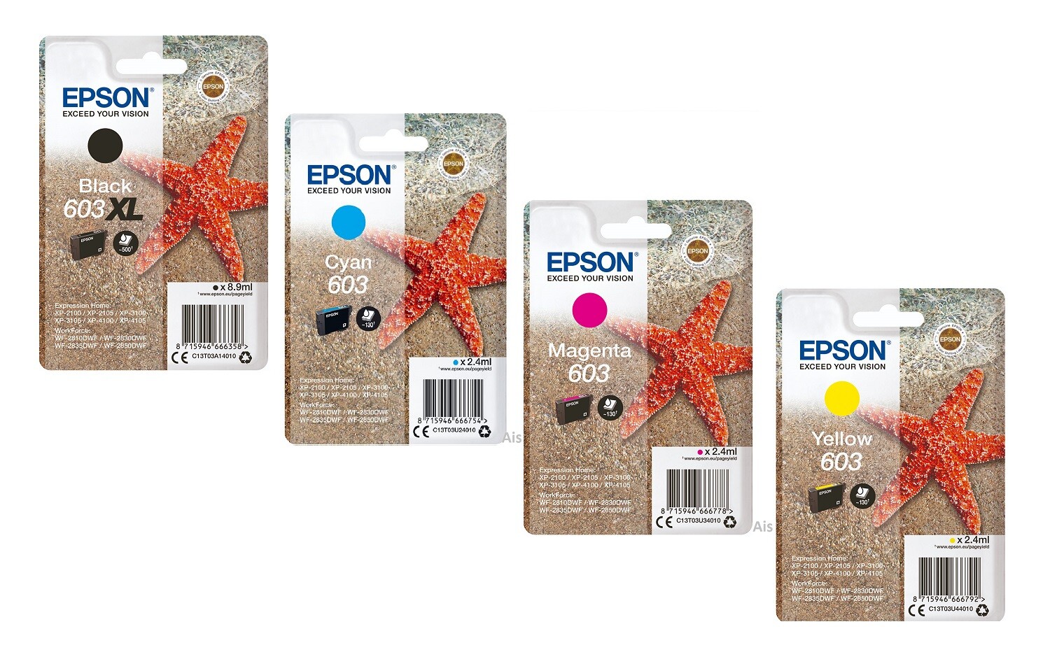 Genuine Epson 603, Starfish ink Cartridges, XP-2150 XP-2155 XP-3150 XP ...