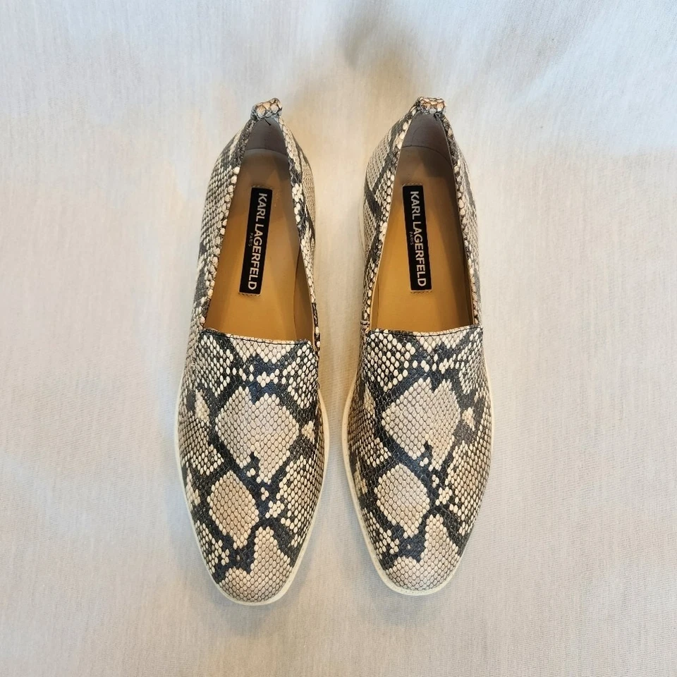 Karl Lagerfeld Brea Pitón Piel de Serpiente Estampado Cuero Slip On Zapatos de Plataforma. 9 Foto 3 de 4