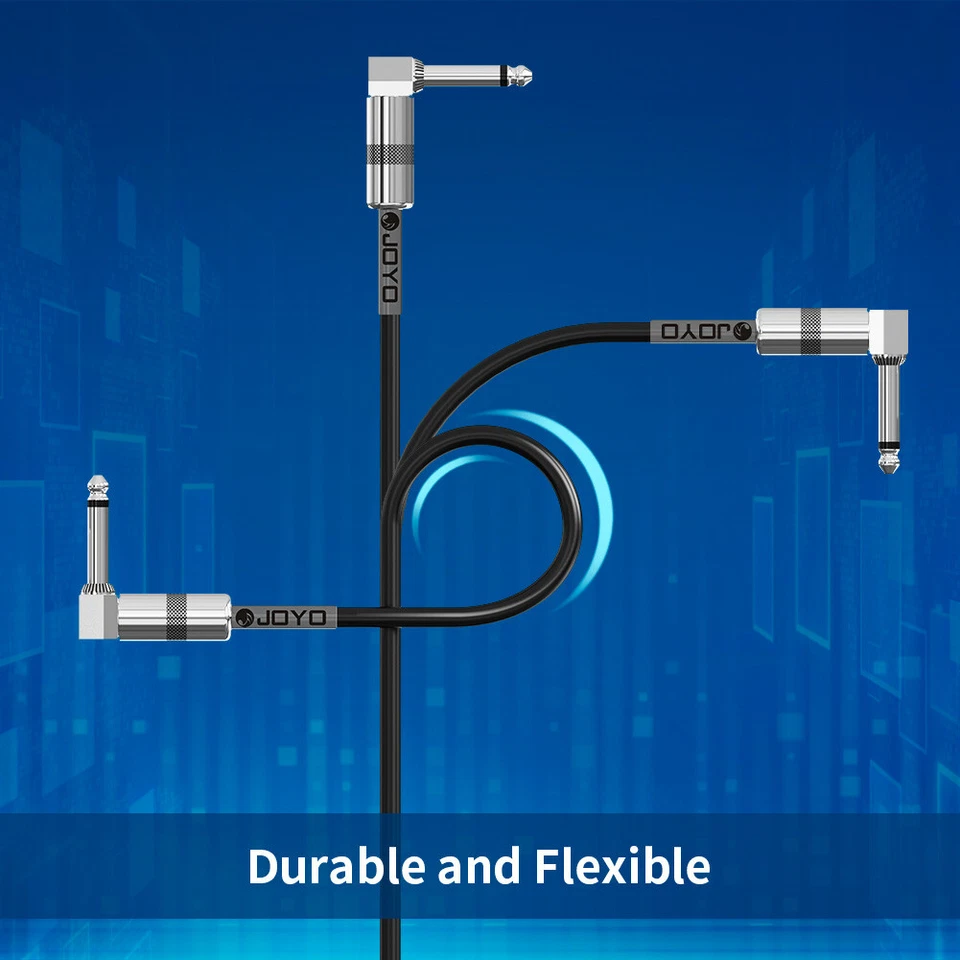 Paquete de 6 cables de conexión de guitarra JOYO 36 cm 1,2 pies para pedal de efectos de guitarra ángulo recto Foto 2 de 4