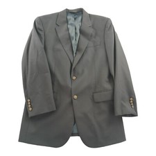 Jos A Bank Black Sport Blazer Coat Jacket Bronze Button Suit Wool Size 42L
