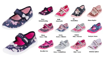 Viggami Mädchen Hausschuhe mit Klettverschluss Sara Gr. 26 - 36 Lederinnensohle