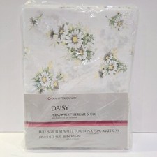 Vintage Sears Daisy Multicolor 949 Full Size Flat Sheet for 54x75 Mattress NOS