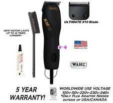 Wahl KM10 PRO 2-Speed Pet Grooming ULTIMATE DUTY BLACK Clipper KIT 10 Blade Set