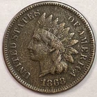 1868 Indian Head Cent Very Fine VF Coin, Details #18353