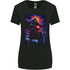 Skull Biker Motorcycle Motorbike Grim Reaper 16 Womens Wider Cut T-Shirt