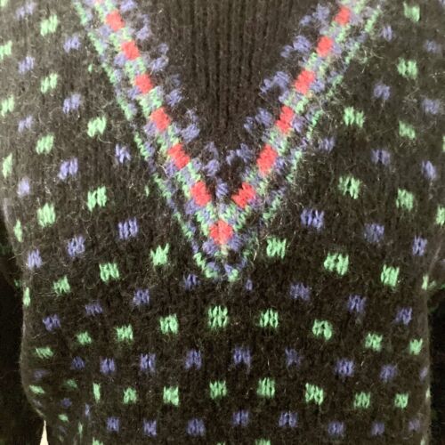 Vintage United Colors Of Benetton Sz UK 16 Black Green Jumper Wool Mohair Blend - Picture 4 of 13