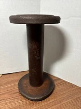 Vintage Antique Large Wood & Metal Industrial Bobbin Spindle Spool Textile 9.25”