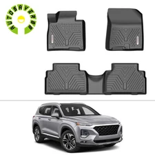 3D Floor Mats Liner Front + Rear for 2019 2020 Hyundai Santa Fe All Weather TPE