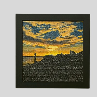 The Tynemouth Priory North East England 16x16cm Ölfarbe Effekt Wandbild