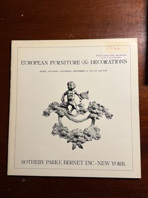 European Furniture September 14 1974 Sotheby Parke Bernet Auction Catalog