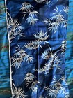 Stunning Dark Blue Bamboo Pattern Polished Cotton 1980sTextile 3.75 yards — photo 5