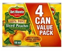 Yellow Cling Sliced peaches in 100% Juice 15 oz Can (Pack of 4) canned Fruit....