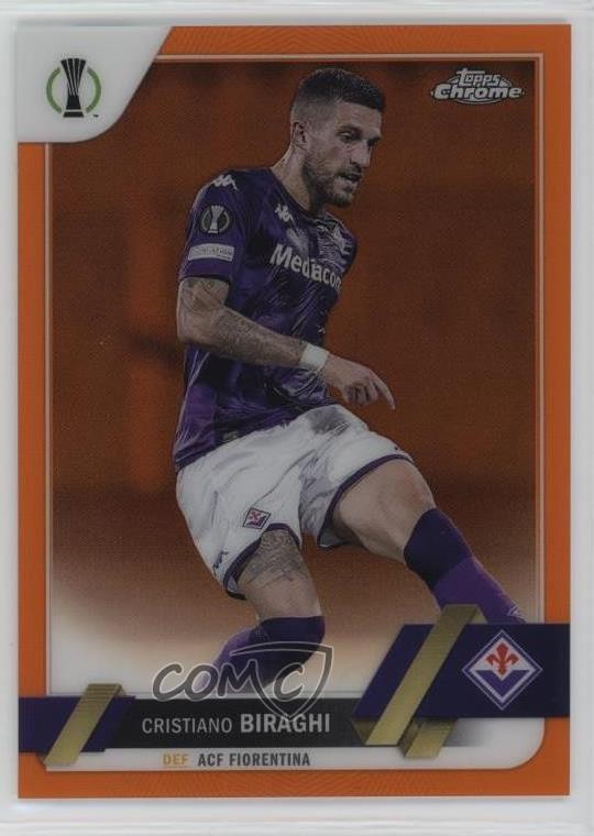 2022 Chrome UEFA Club Competitions Orange Refractor 16/25 Cristiano Biraghi 02l6