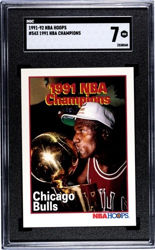 Michael Jordan 1991-92 Hoops #543 NBA Champions Insert Card SGC 7  Bulls HOF