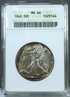 1942 U.S. 50c Walking Liberty Half Dollar ANACS MS66 ~ Old Soap Box Holder