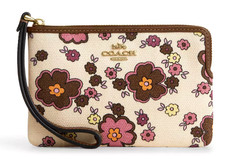 Coach Corner Zip Wristlet - CEF85 Chestnut Tropical Floral Canvas Print - NWT