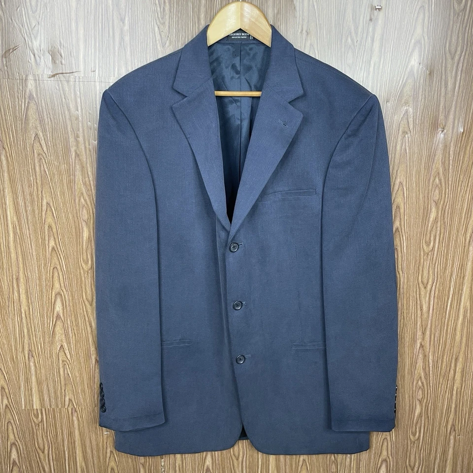 Abrigo Deportivo Geoffrey Beene Para Hombre 42L Azul Tencel Poliéster Tres Botones Foto 2 de 4