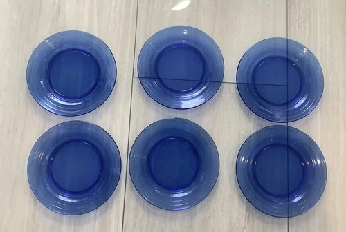 Hazel Atlas Cobalt Moderntone 9" Dinner Plates (6)