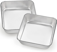 Homikit Kuchenform 2Er Set, Edelstahl Eckige Brownie Backform Auflaufform FüR Ku