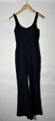 Wilo The Label Jumpsuit Womens Medium Black Ribbed Scoop Neck Stretch One Piece