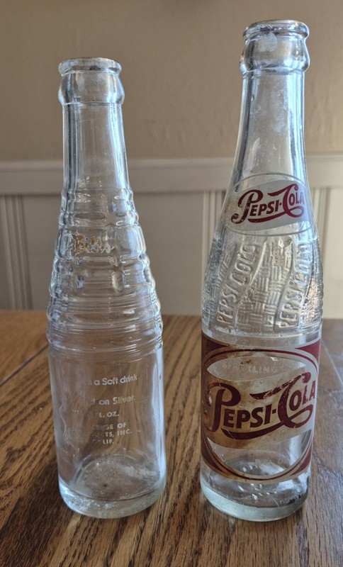 1956 Pepsi Cola 8 oz Glass Bottle & 8 oz Nesbitt's Bottle low start bid