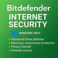 Bitdefender Internet Security - 3 Years 10 Windows Devices Windows Only 