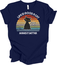 Camiseta Retro Gato Negro Gato Vintage Puesta de Sol - Linda Camiseta Regalo Dueño Mascota